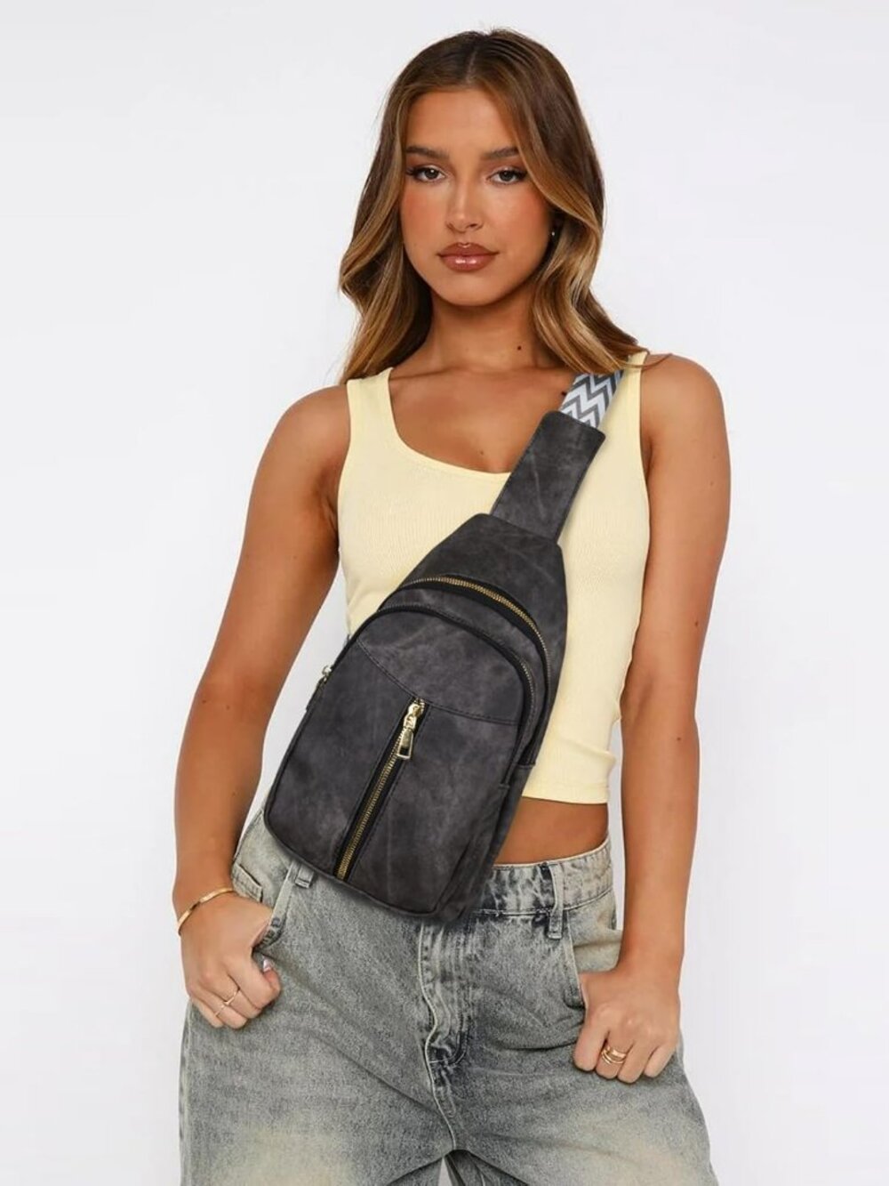 Cross Body‎ Sling Bag for Women Crossbody Trendy Quality w Strap Black